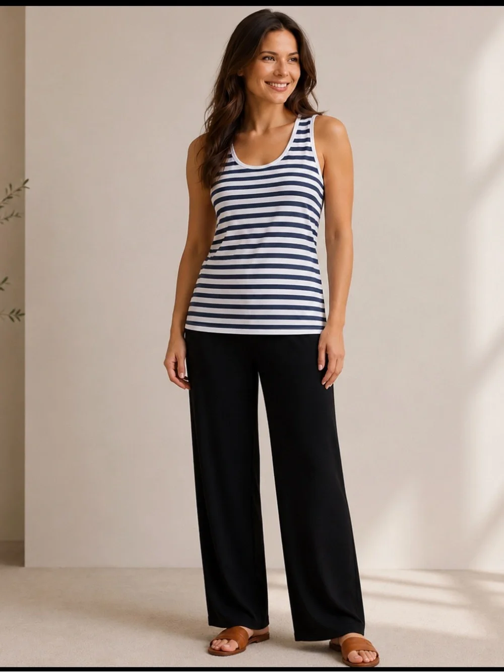 Relaxed Black Wide-Leg Pull-On Pants for Women